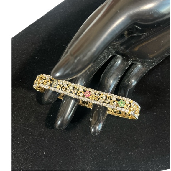 Ross-Simons Jewelry - Vtg Womens Ruby Emerald Sapphire Gold Vermeil Sterling Silver Bracelet